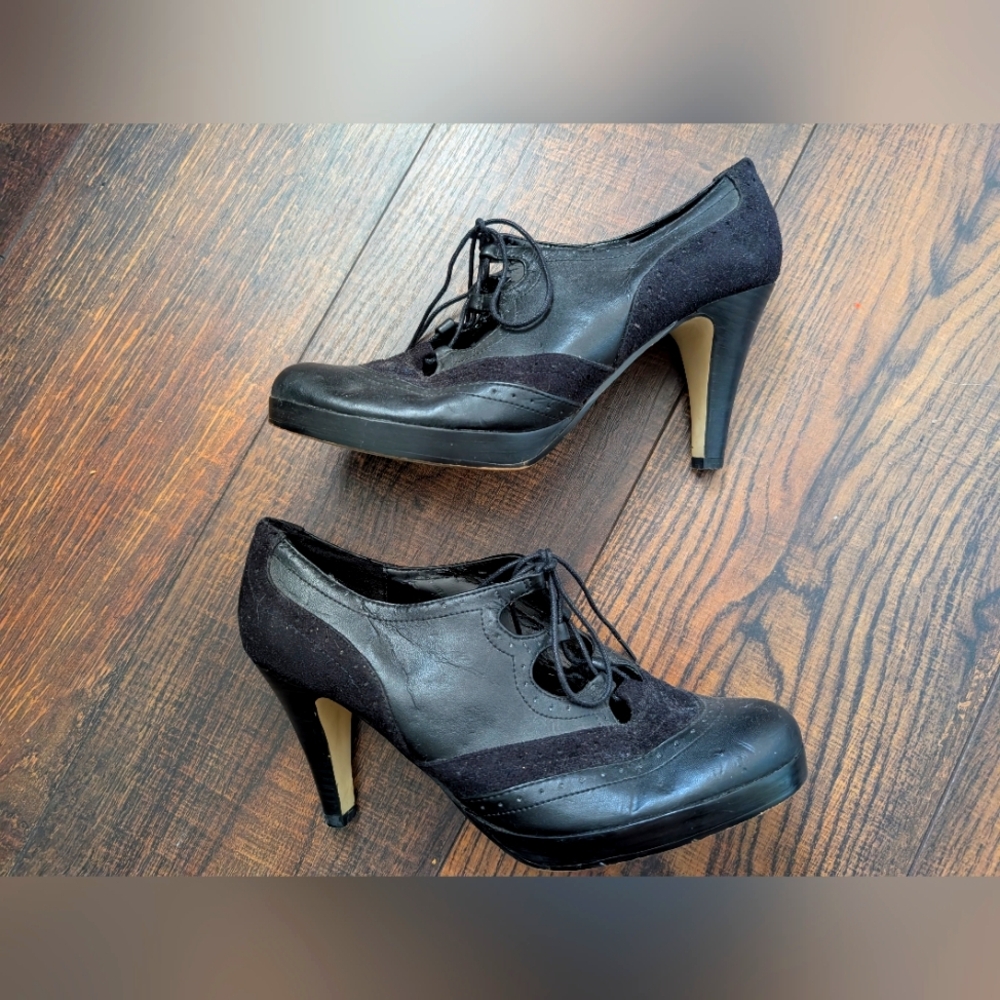 Elegant Black Lace-Up Heels